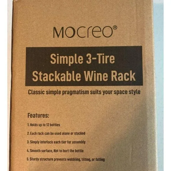 Simple Stackable 3-Tier Wine Rack Holds 12 Bottles Chrome Finish Space-Saving - Picture 3 of 9